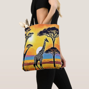 Safari Zonsondergang: Giraffe's Omhelzing Draagtas