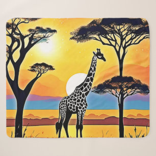 Safari Zonsondergang: Giraffe's Omhelzing Sherpa Deken
