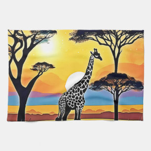 Safari Zonsondergang: Giraffe's Omhelzing Theedoek