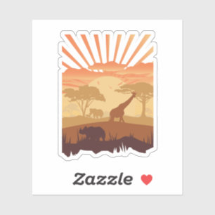 Safari Zonsondergang Wilde Silhouet Boho Natuur Sticker