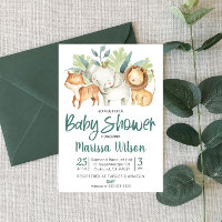 Safari Zoo Animal Thème Baby shower Invitation