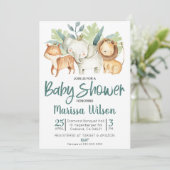 Safari Zoo Animal Thème Baby shower Invitation (Debout devant)