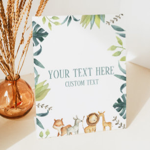 Safari Zoo Animaux Texte Personnalisé Panneau de T