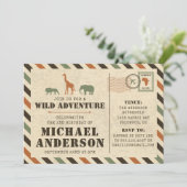 Safari Zoo Anniversaire Fête Invitation (Debout devant)