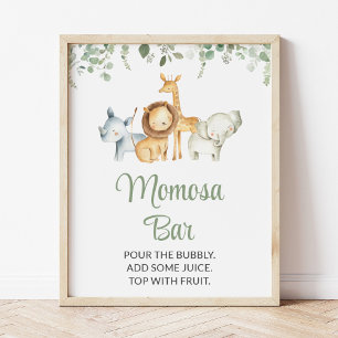Safaridieren, Oerwoud, wilde dieren, Momosa Bar Poster