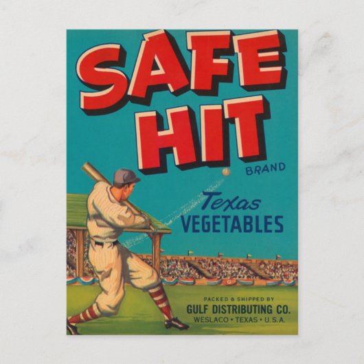 Safe Hit Texas Vegetables Crate Label Briefkaart (Voorkant)