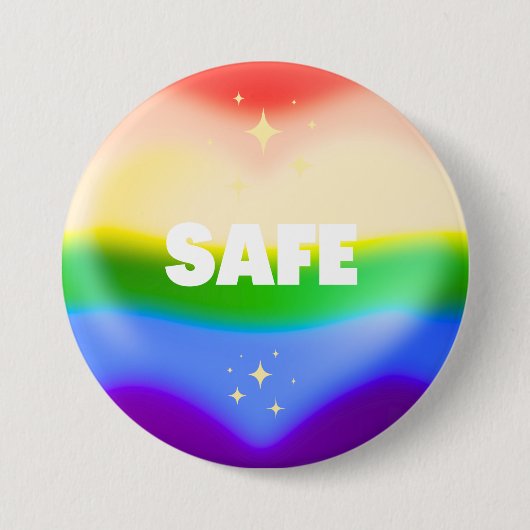 SAFE LGBTQ Rainbow Pride Heart Ronde Button 7,6 Cm (Voorkant)