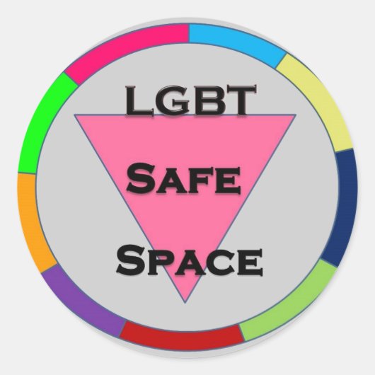 Safe Space LGBT Ronde Sticker (Voorkant)