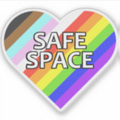 Safe Space Pride Heart Vinyl Sticker (Voorkant)