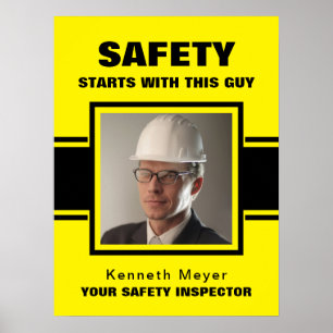 Safety Inspector Yellow & Black Workplace foto Poster