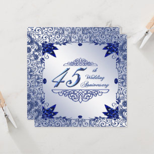 Saffier 45e huwelijksverjaardag 5.25x5.25 uitnodig kaart