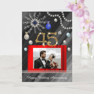 Saffier 45e verjaardag met Kerstmis 2 foto's Kaart