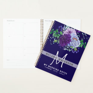 Saffier Blauw Paars Bloemen Bruiloft Planning Planner