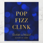 Saffier Blauwe Bokeh Nep Goud Klap Spetter Klink Wijn Etiket (Enkel label)