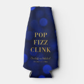 Saffier Blauwe Bokeh Nep Goud Klop Fizz Klink Flesjeskoeler (Voorkant)