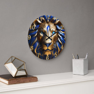 saffier blauwe en gouden leeuw, grote klok