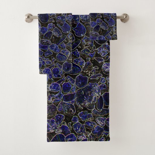 Saffier Blauwe Stenen met Glow Bad Handdoek (Insitu)