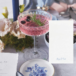 Saffier Blauwe Tekst Gepersonaliseerde bruiloft Servet