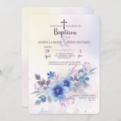 Saffier Bloemenuitnodiging Kaart (Voorkant / Achterkant)