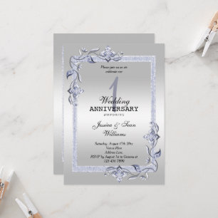 Saffier Edelsteen & Glitters & Zilver 1e Huwelijk Kaart