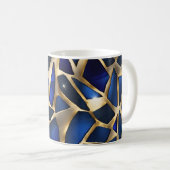 Saffier en goudkleurige gebarsten glasontwerp mok (Voorkant rechts)