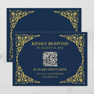 Saffier Navy QR RSVP Kaart