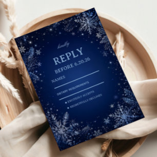 Saffier Sneeuwvlokken Onder Glitterende RSVP Kaartje