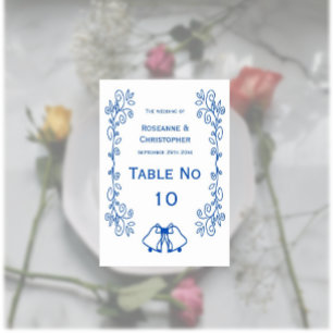 Saffier Trouwtafel Kaart Bells Scrollwork