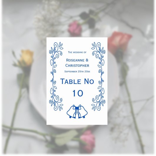 Saffier Trouwtafel Kaart Bells Scrollwork