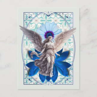 Saffier Vleugels - Blauwe Lotus Engel Briefkaart