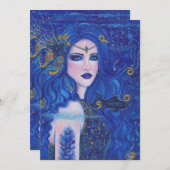 Saffier Zeemeermin met gouden accenten van Renee L Feestdagenkaart (Voorkant / Achterkant)