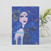 Saffier Zeemeermin met gouden accenten van Renee L Feestdagenkaart (Staand voorkant)