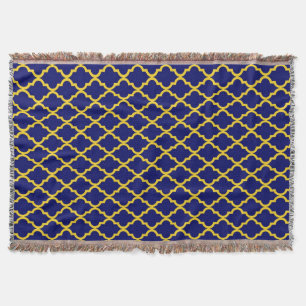 Saffier Zon: Blauw & Geel Boho Marokkaanse elegant Deken