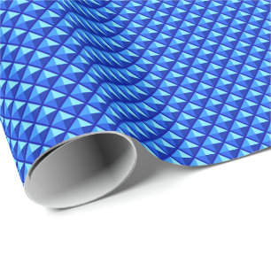 Saffierblauw, emaille-uitstraling, bezette raster cadeaupapier