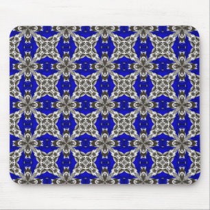 Saffierblauw Grijs en Wit Herhalend Tegelpatroon Muismat