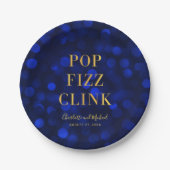 Saffierblauw Nepgoud Pop Fizz Clink Papieren Bordje (Voorkant)