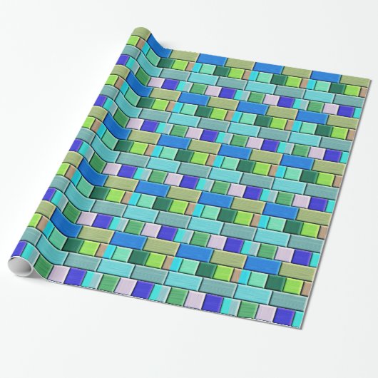 Saffierblauwe Tegels Cadeaupapier (Uitgerold)