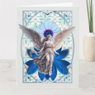 Saffierblauwe Vleugels - Blauwe Lotus Engel Kaart