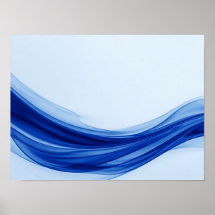 Saffierblauwe Vloeibare Golf Abstract Poster