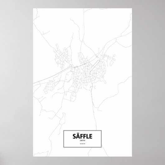 Säffle, Zweden (zwart op wit) Poster (Voorkant)