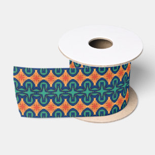 Saffraan Bloom Cross Navy Sinaasappel Groene Bloem Lint