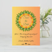 Saffraan Geel met Marigold Save The Date Kaart (Staand voorkant)