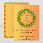 Saffraan Geel met Marigold Save The Date Kaart (Voorkant / Achterkant)