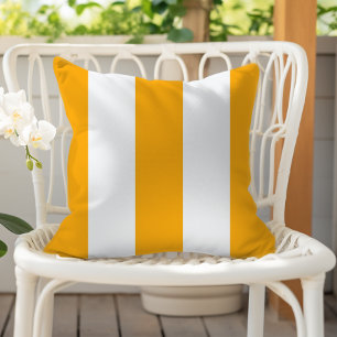 Saffron Geel en Witte Verticale Cabana Strepen Buitenkussen