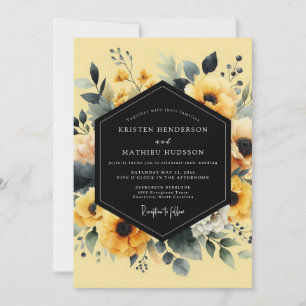 Saffron Noir Botanische Bruiloft Kaart