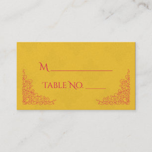 Saffron rose Peacock Indien Mariage Cartes de Plac