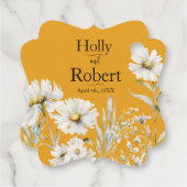 Saffron Yellow, Daisy Floral Wedding Bedankjes Labels (Achterkant)