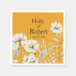Saffron Yellow, Daisy Floral Wedding Servet