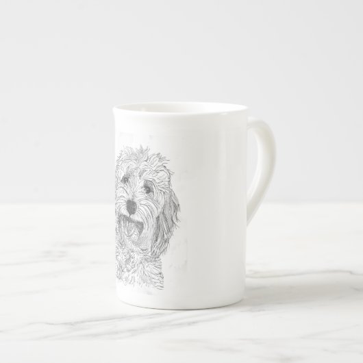 Saffy la tasse blanche de Cockapoo Chine (Devant droit)