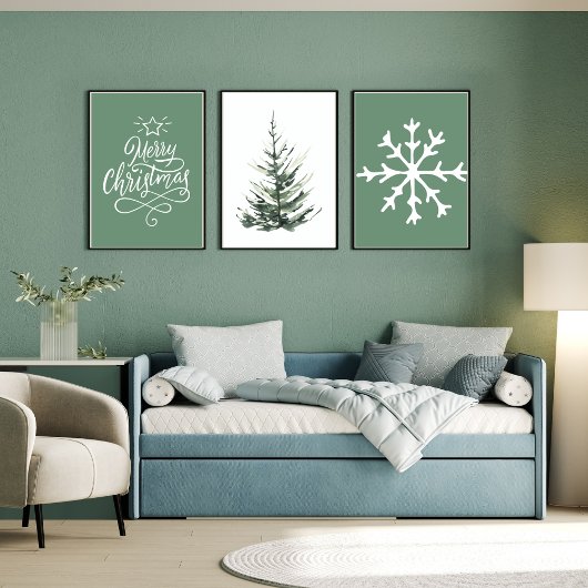 Saga Groene Kerstmis sneeuwvlok Poster